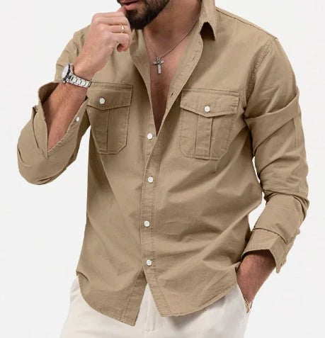 Mens Casual Long-sleeve Shirt Top